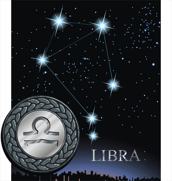 Ilustração do signo do zodíaco de Libra. Cartaz do zodíaco de escala
. - Vetor, Imagem