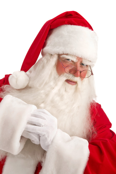 Santa - Claus looks Intently Through his Glasses Directly at the - Foto, Bild