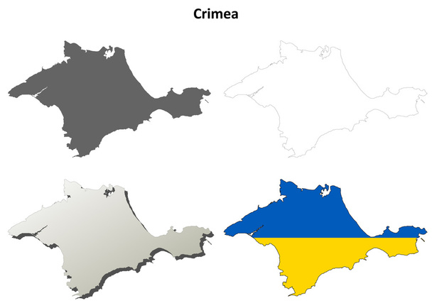 Σύνολο χάρτη περίγραμμα Κριμαία - ουκρανική εκδοχή - Διάνυσμα, εικόνα