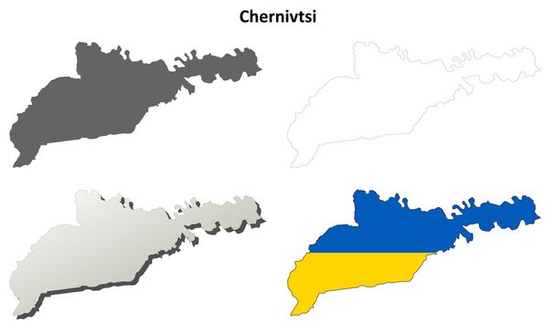 Chernivtsi blank outline map set - Vector, Image