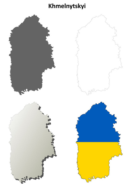 Khmelnytskyi blank outline map set - Vector, Image