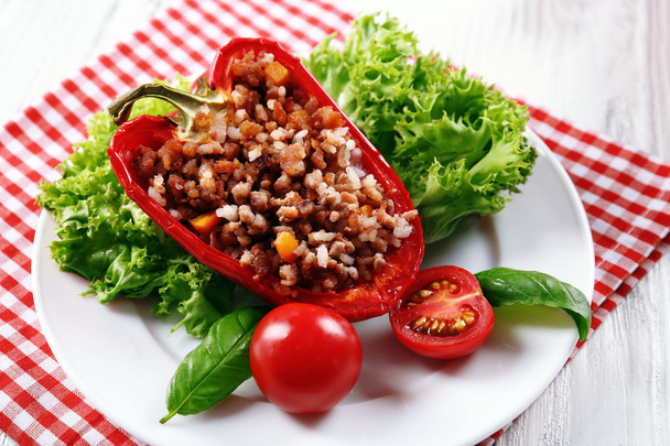 Stuffed peppers with vegetables on table close up - Φωτογραφία, εικόνα