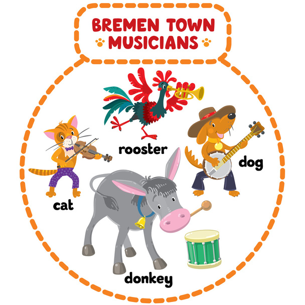 Bremen Town Musicians kreskówka zestaw - Wektor, obraz