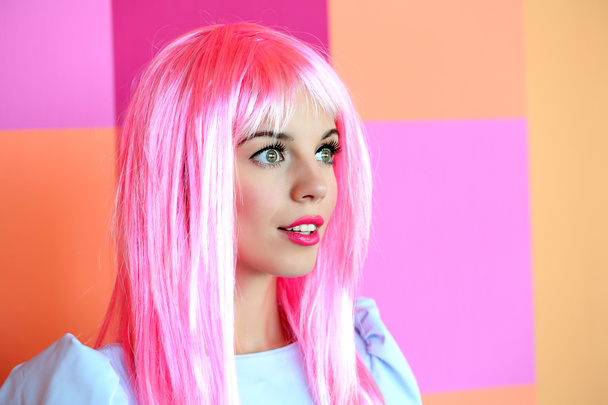 beautiful woman with pink hairstyle   - 写真・画像