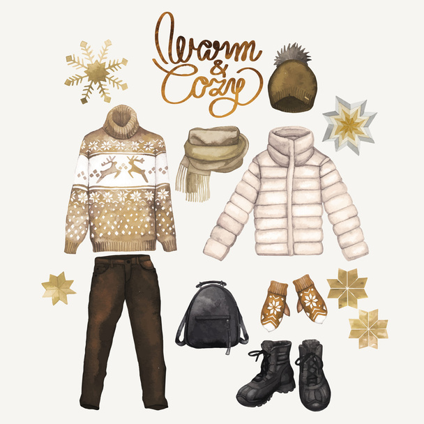 Acuarela ropa de invierno
 - Vector, Imagen