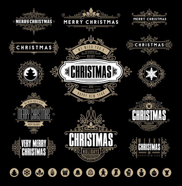 Christmas Typographic and Calligraphic elements - Vector, Image