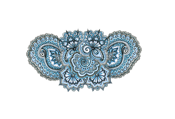 Marker painted decorative ornament. Indian eastern lacework - Фото, изображение