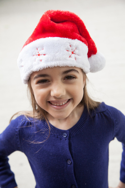Portrait of a beautifull girl in chrismtas hat - Photo, image
