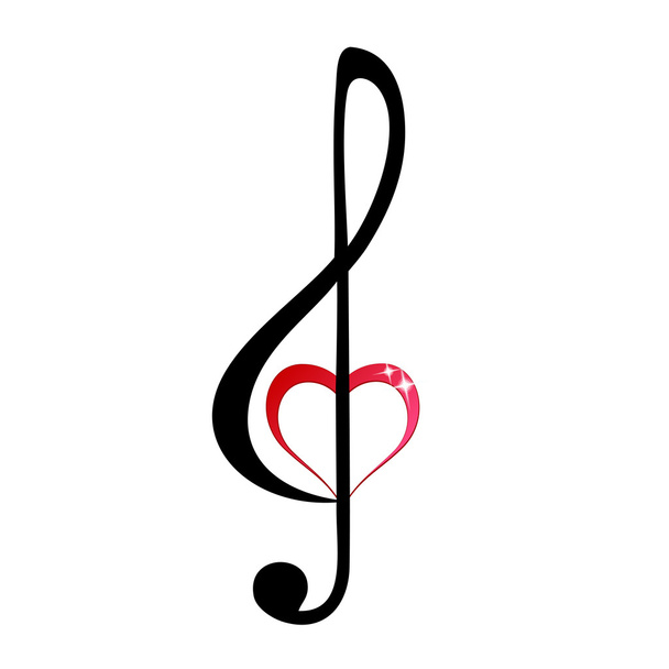 Kiiltävä sydämen diskantti clef
 - Vektori, kuva