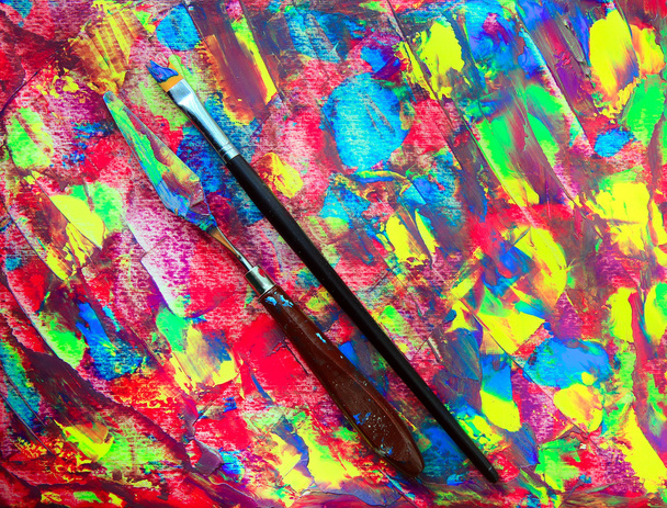 Fırça ve palet closeup - Fotoğraf, Görsel