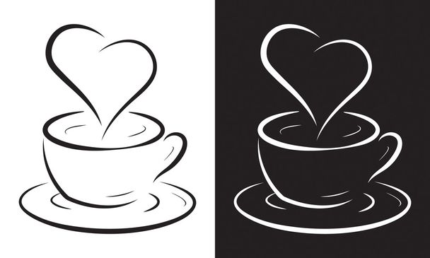 Kávé csésze szív szimbólum - Vektor, kép