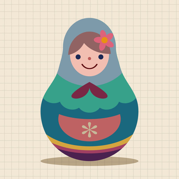 Matryoshka , Russian traditional wooden doll, vector pattern, fl - Вектор,изображение