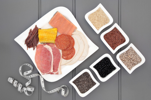 Alimento de dieta alta en proteínas
 - Foto, Imagen