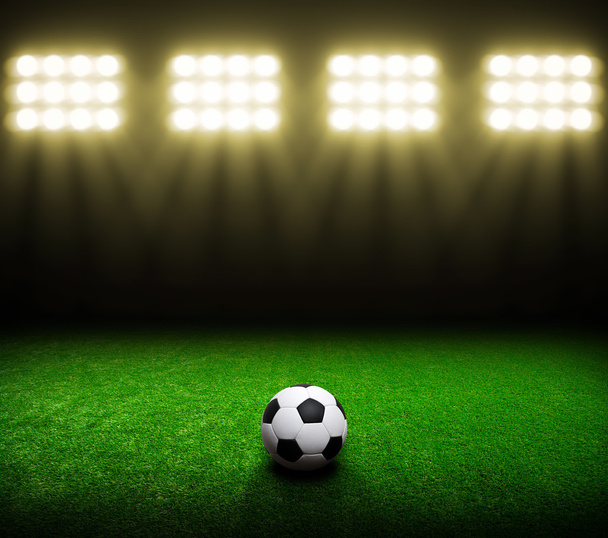 Soccer ball on green stadium - Photo, Image