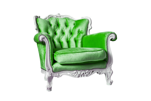 Groene fauteuil geïsoleerd op de witte - Foto, afbeelding