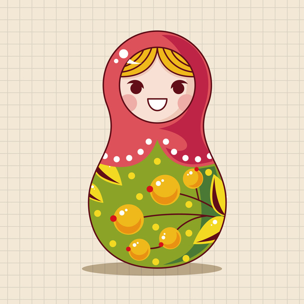 Matryoshka , Russian traditional wooden doll, vector pattern, el icon element - Vektori, kuva