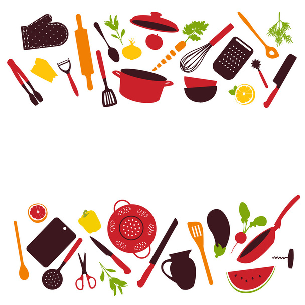 Kitchen tools background isolated - Vector, Image