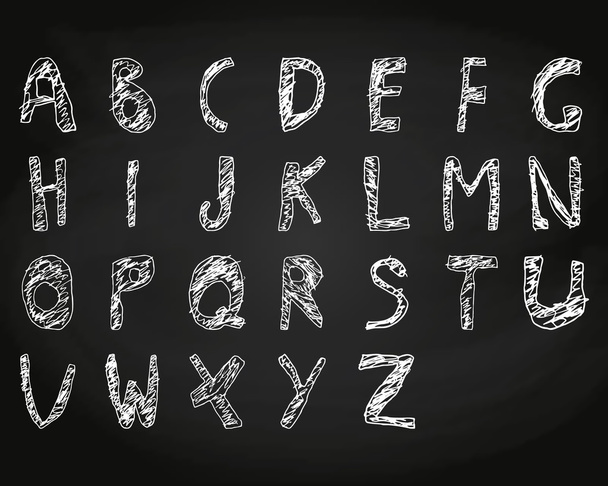 Hand drawn child English alphabet chalk on board - Διάνυσμα, εικόνα