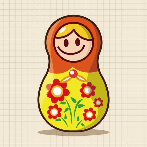 Matryoshka , Russian traditional wooden doll, vector pattern, el icon element - Vector, Image