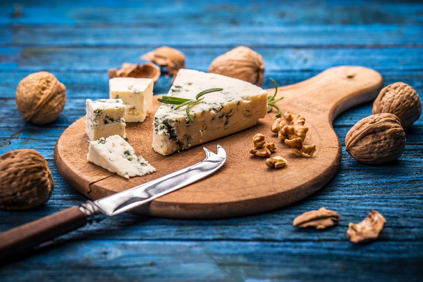 Blue cheese with nuts - Φωτογραφία, εικόνα