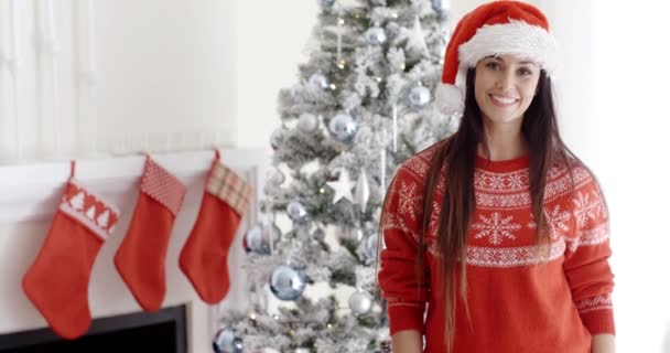 Femme célébrant Noël à la maison
 - Séquence, vidéo