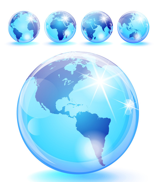 Glossy Planet Earth Marbles 5 visualizações
 - Vetor, Imagem
