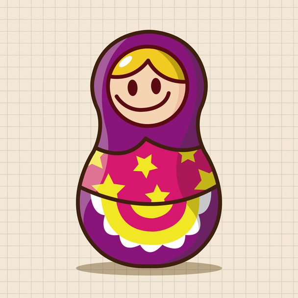 Matryoshka , Russian traditional wooden doll, vector pattern, el icon element - Διάνυσμα, εικόνα