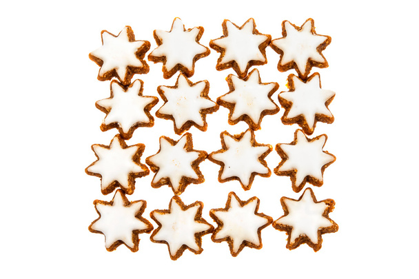 Boże Narodzenie gwiazda wymodelowany ciasteczka z wisienką biały  - Zdjęcie, obraz