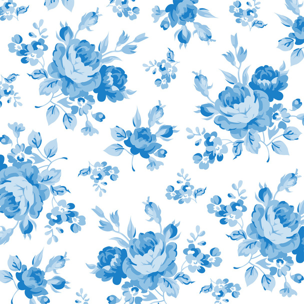 Floral pattern with blue rose - Vector, afbeelding