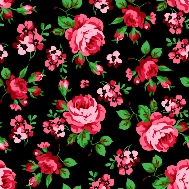 floral pattern with red roses - Vetor, Imagem