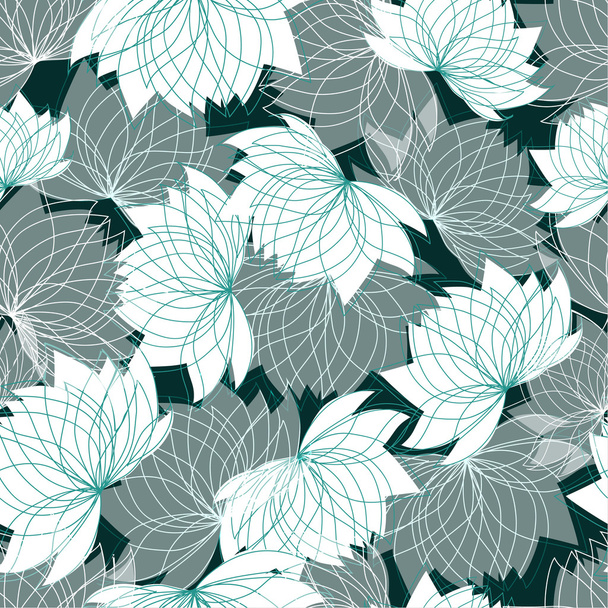 Бесшовный цветочный узор с лотосом
 - Вектор,изображение