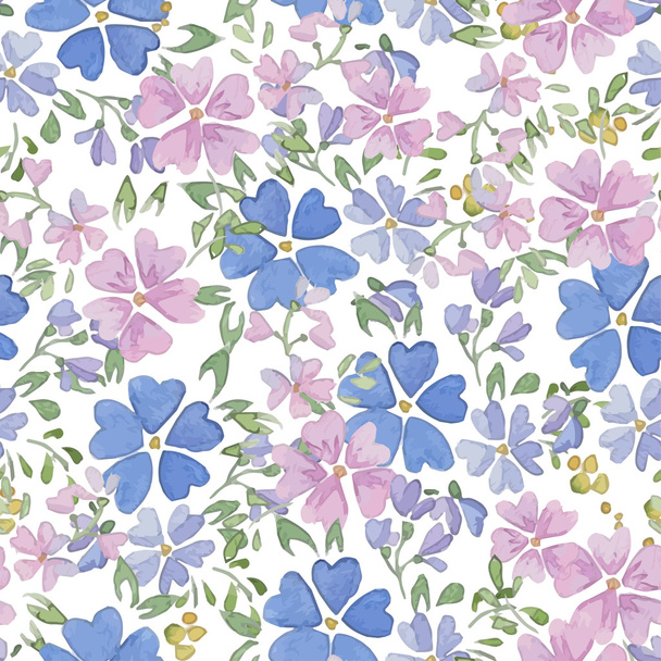 Pattern with watercolor flowers - Vector, afbeelding