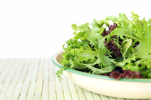 Bowl of Salad Leaves with White Background - Photo, Image