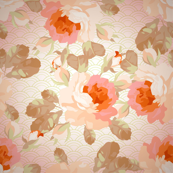 nahtloses Muster mit pastellfarbenen Rosen - Vektor, Bild