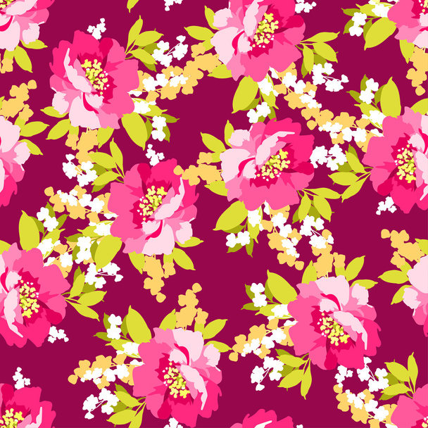 Beautiful floral seamless pattern - Vector, Imagen