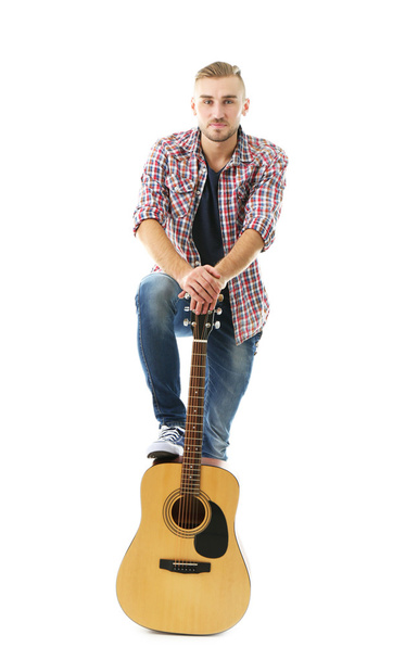 Young musician with guitar - Φωτογραφία, εικόνα