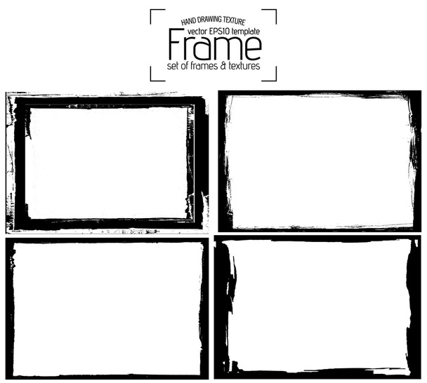 Grunge frame texture set - Vector, Image