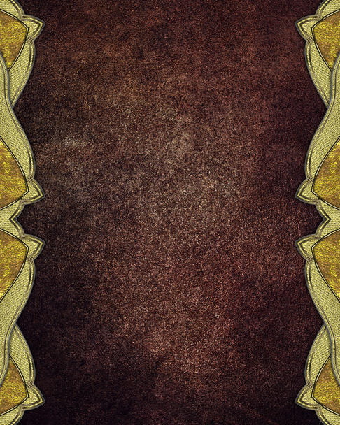Grunge brown background with gold ornaments on the edges. Element for design. Template for design. copy space for ad brochure or announcement invitation, abstract background - Φωτογραφία, εικόνα