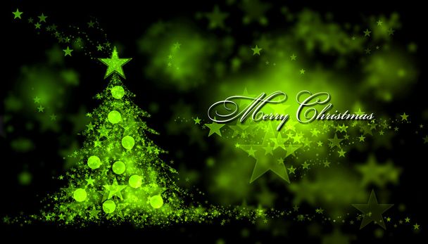 Wesołych Świąt Bożego Narodzenia. Zielone tło z choinki i Wesołych Świąt Bożego Narodzenia tekst - Zdjęcie, obraz