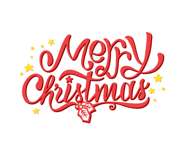 Merry Christmas lettering isolated on white. - ベクター画像