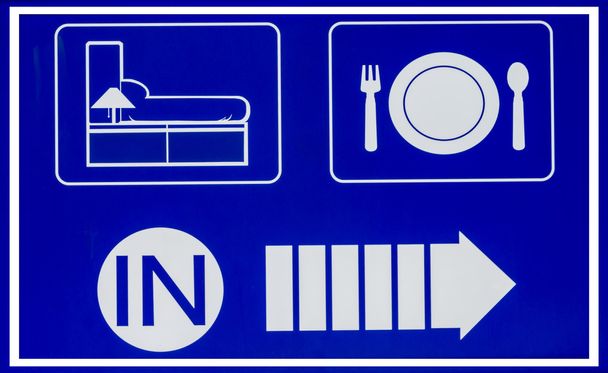Hotel icons set in old blue background  - Photo, Image