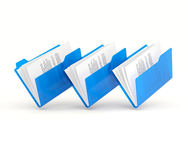 Three blue folders in a row - Zdjęcie, obraz