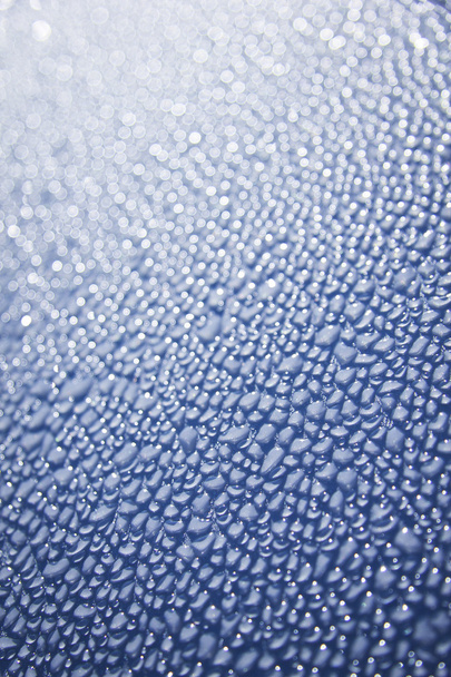 Water droplets on blue car background - Photo, Image