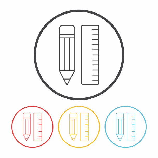 pencil and ruler line icon vector illustration - Вектор,изображение
