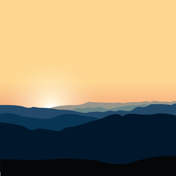 Sunset in mountains - Vector, Image