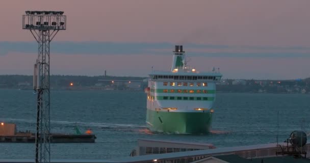 Large Ferry Enters The Port - Footage, Video