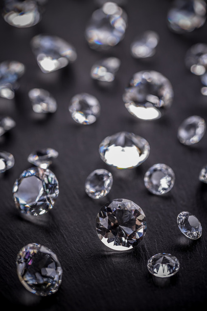 Brilliant diamonds on black background - Fotoğraf, Görsel