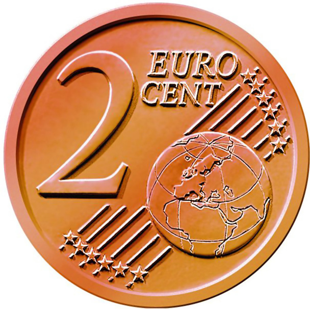 Kahden (2) sentin eurokolikko
 - Valokuva, kuva