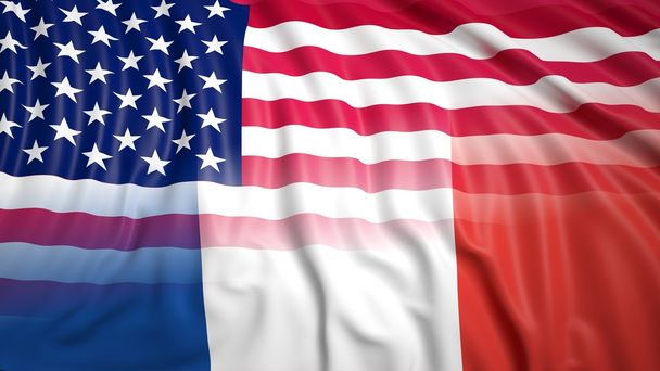 French and American flags - Фото, зображення
