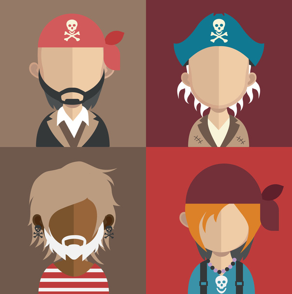 aantal cartoon piraten avatars - Vector, afbeelding